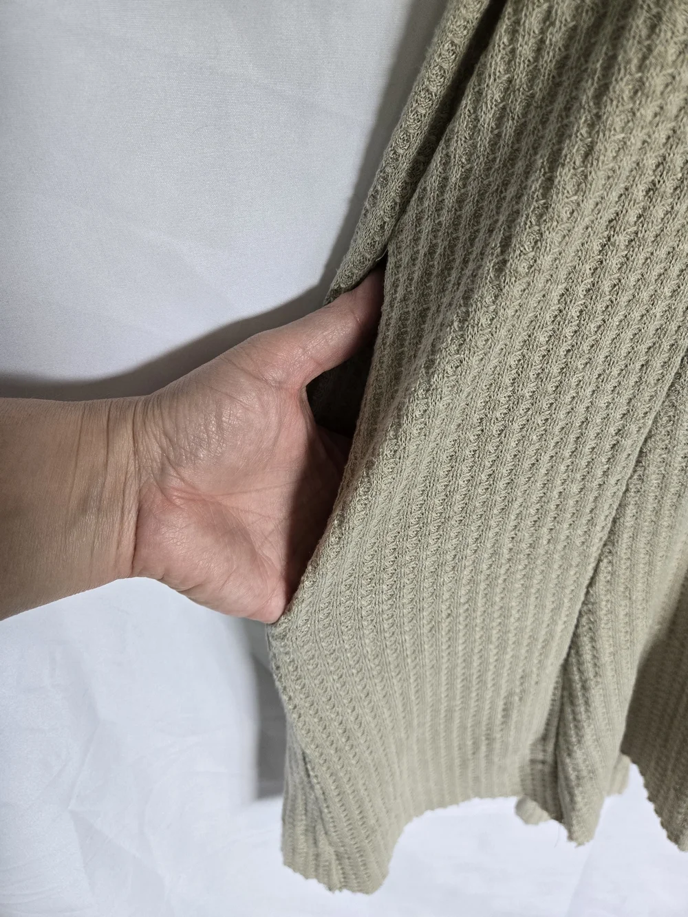 Promesa Beige Waffle-Knit Short Sleeve Mini Dress Pockets